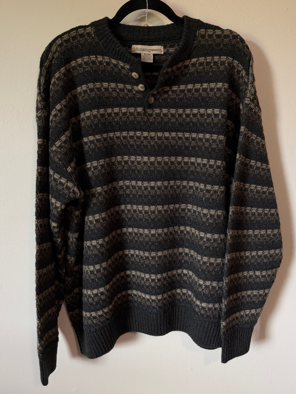 vintage 80/90s grandpa cosby sweater neutral cozy cabinware size XL